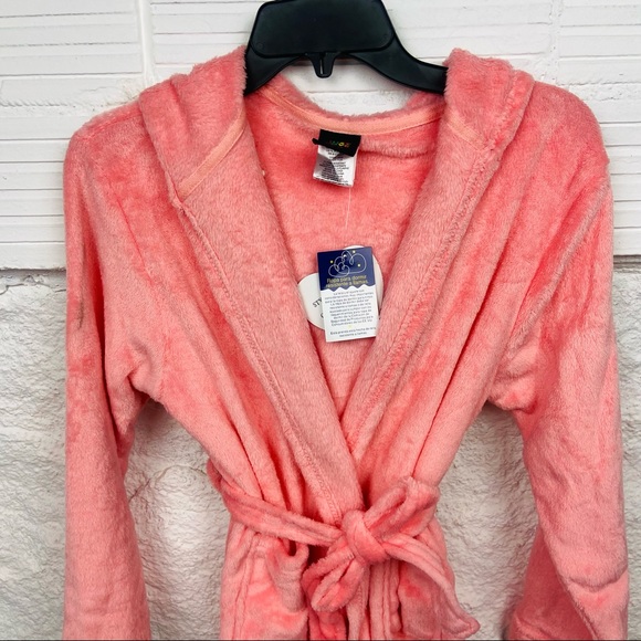 NWT JUST LOVE peach colored soft fleece comfy cozy girls robe size 10/12 - Picture 4 of 10